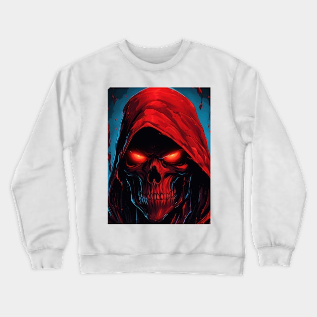 Red Skull Crewneck Sweatshirt by TooplesArt